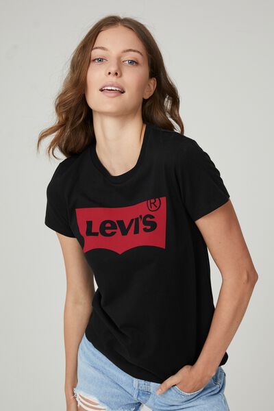 Levis Perfect Graphic Tee, LARGE BATWING MINERAL BLACK