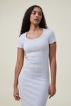 Vestido - Rib Short Sleeve Split Midi Dress, LIGHT GREY MARLE - vista alternativa 3