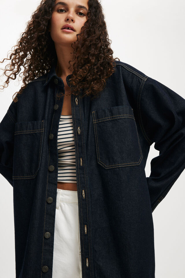 Oversized Denim Shirt, INDIGO