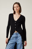 Vestido - Button Through Knit Midi Dress, BLACK - vista alternativa 2