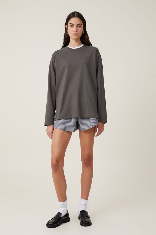 The Boxy Oversized Long Sleeve Top, GRAPHITE