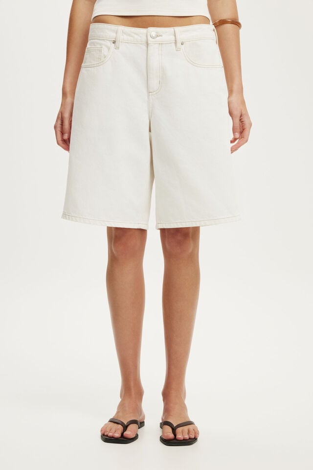 Baggy Denim Short, VINTAGE WHITE