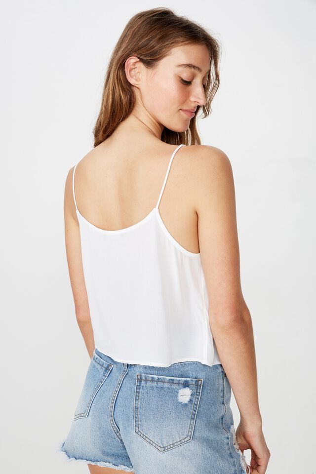Astrid Cropped Scoop Neck Cami, WHITE