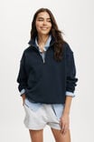 Classic Oversized Half Zip Sweatshirt, INK NAVY - alternate image 1