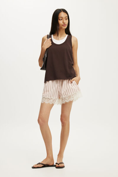 Harper Lace Short, PINK MOCHA STRIPE