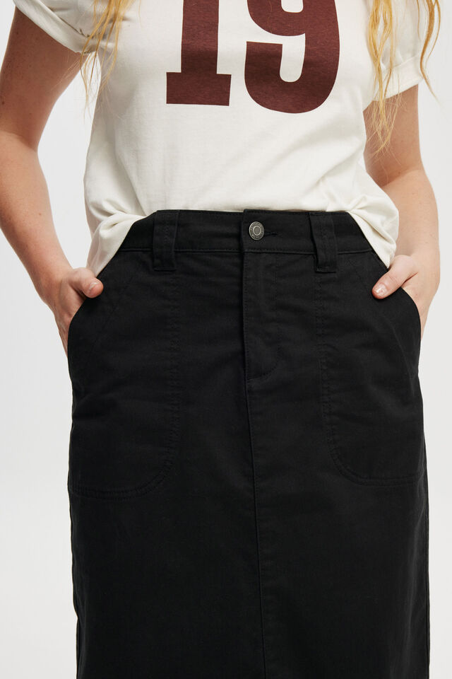 Morgan Utility Maxi Skirt, BLACK