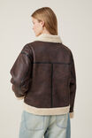 Dakota Faux Leather Jacket, BROWN/ CREAM - alternate image 3