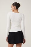 Camiseta - Heidi Picot Trim Long Sleeve Top, NATURAL WHITE - vista alternativa 3