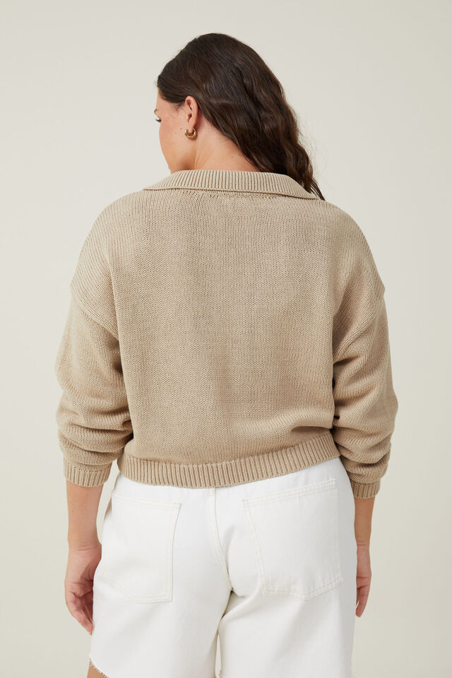 Collar Pullover, MID TAUPE