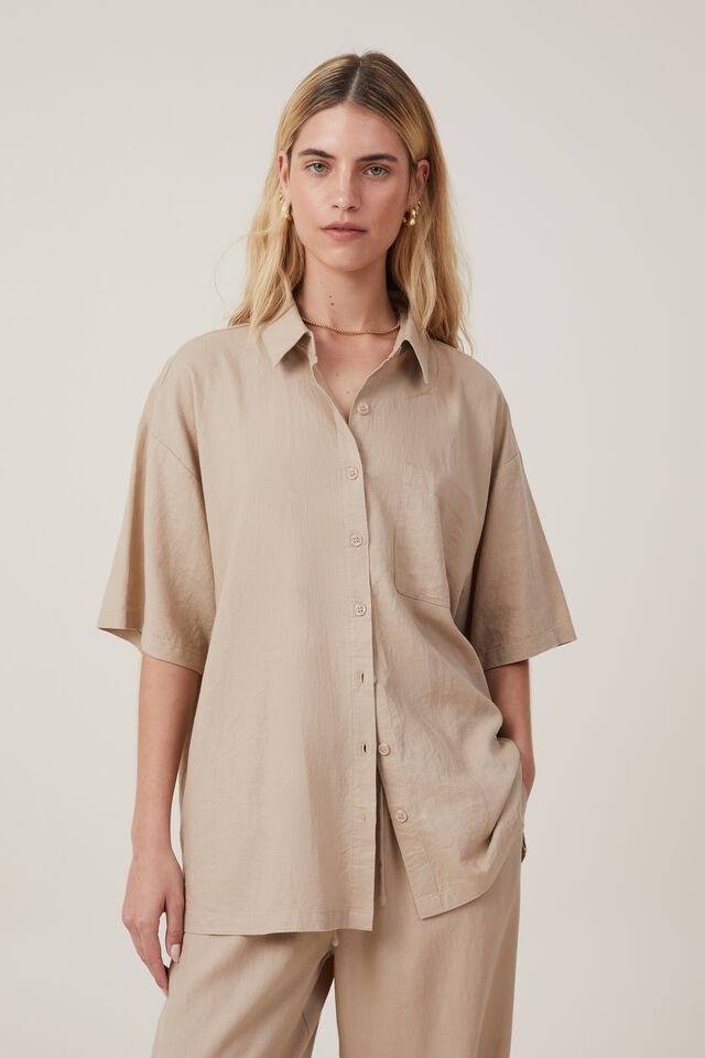 Haven Short Sleeve Shirt, MID TAUPE