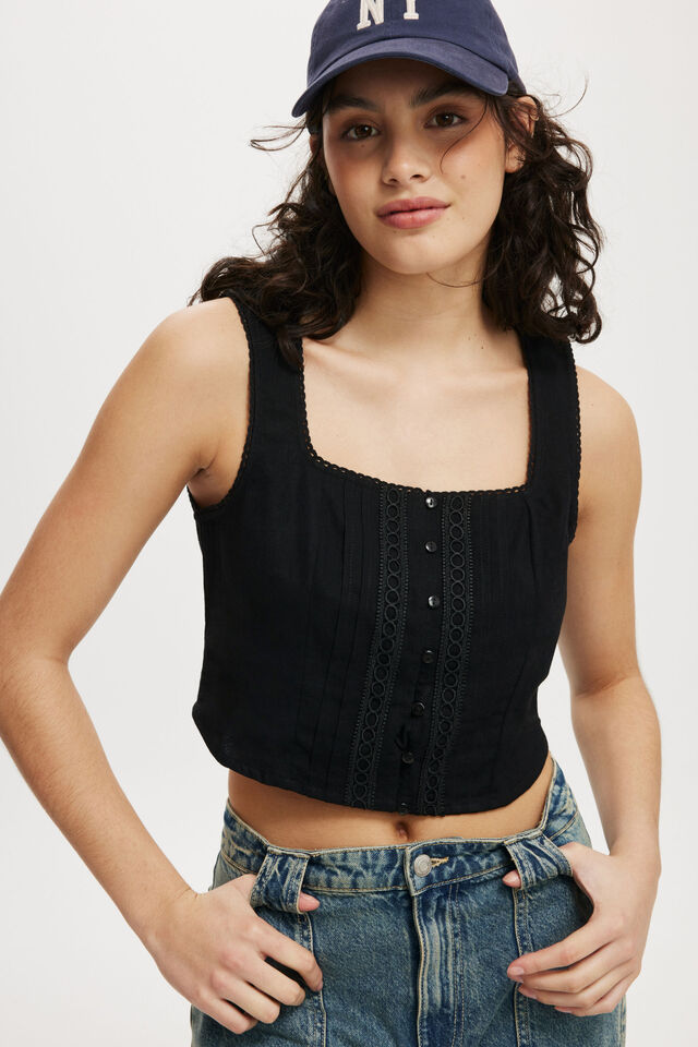 Corset Cami, BLACK