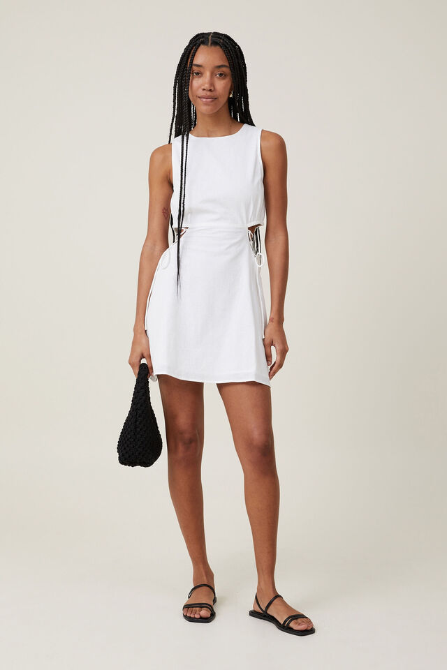 Vestido - Rue Side Detail Mini Dress, WHITE