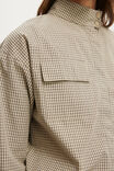 Chloe Funnel Neck Shirt, STONE MICRO CHECK - example image 4