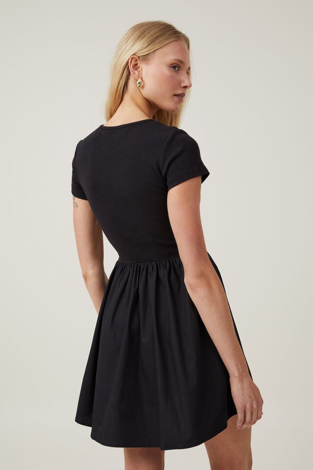 Romee Short Sleeve Mini Dress, BLACK