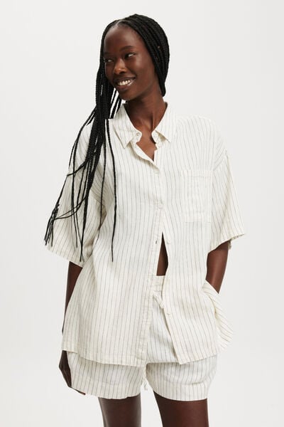 Haven Short Sleeve Shirt, DAHNA PINSTRIPE