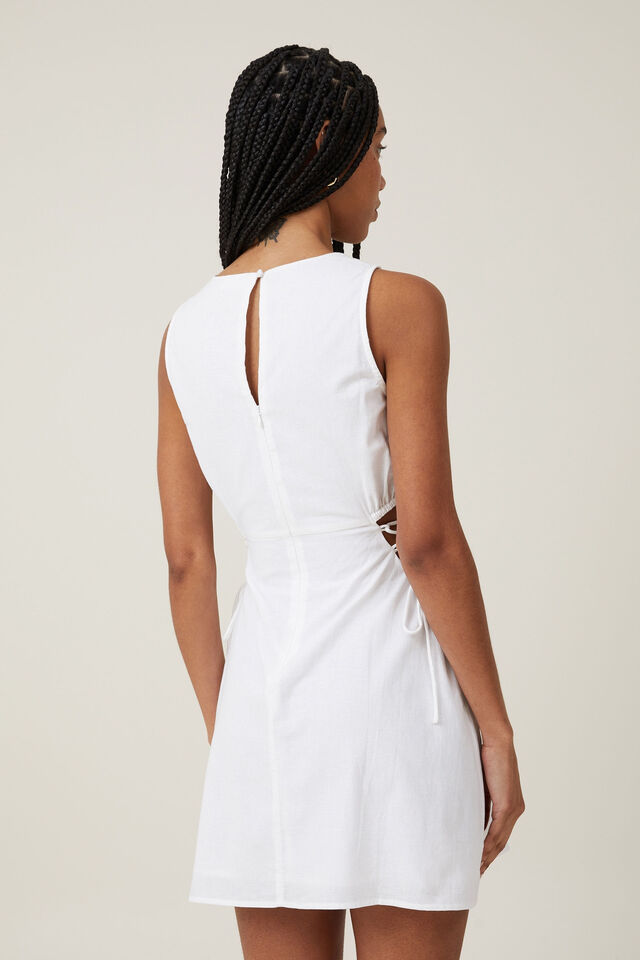 Rue Side Detail Mini Dress, WHITE