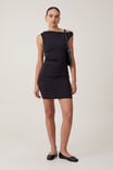 Luxe One Shoulder Mini Dress, BLACK - alternate image 2