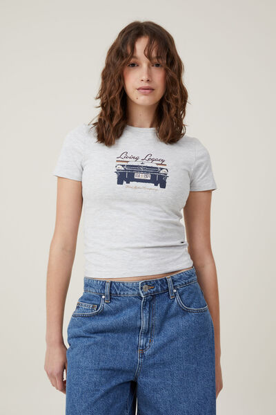 Fitted Longline Ford Tee, LCN FORD ORIGINAL/LIGHT GREY MARLE