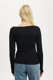 Byron Square Neck Long Sleeve, BLACK - alternate image 3