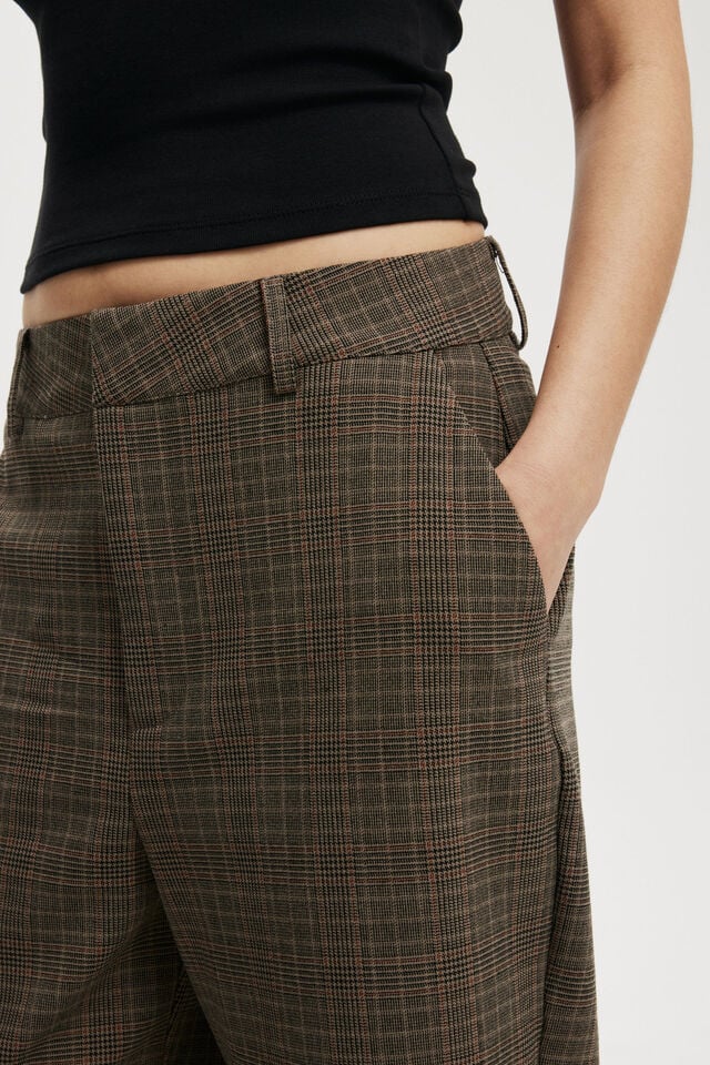 Relaxed Suiting Capri Pant, BROWN CHECK