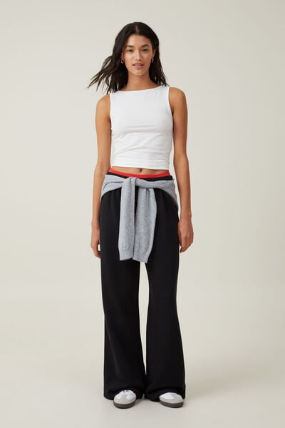 Classic Fleece Wide Leg Sweatpant, BLACK