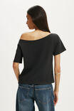 The Sporty Off Shoulder Graphic Tee, ATHS DEPT/WASHED BLACK - example image 3