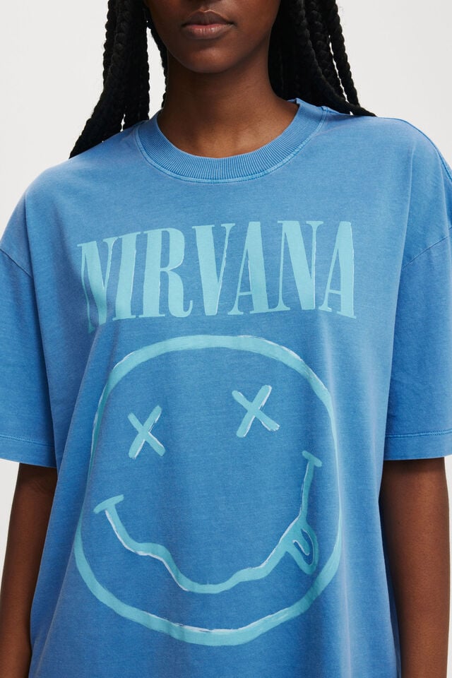 Nirvana Boxy Graphic Tee, LCN MT NIRVANA/ LAPIS BLUE