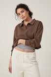 Moletom - Classic Fleece Collared Sweatshirt, ESPRESSO - vista alternativa 1