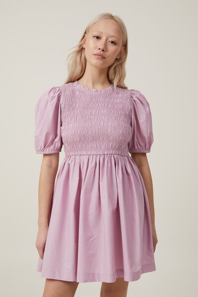 Sally Puff Sleeve Mini Dress, LILAC