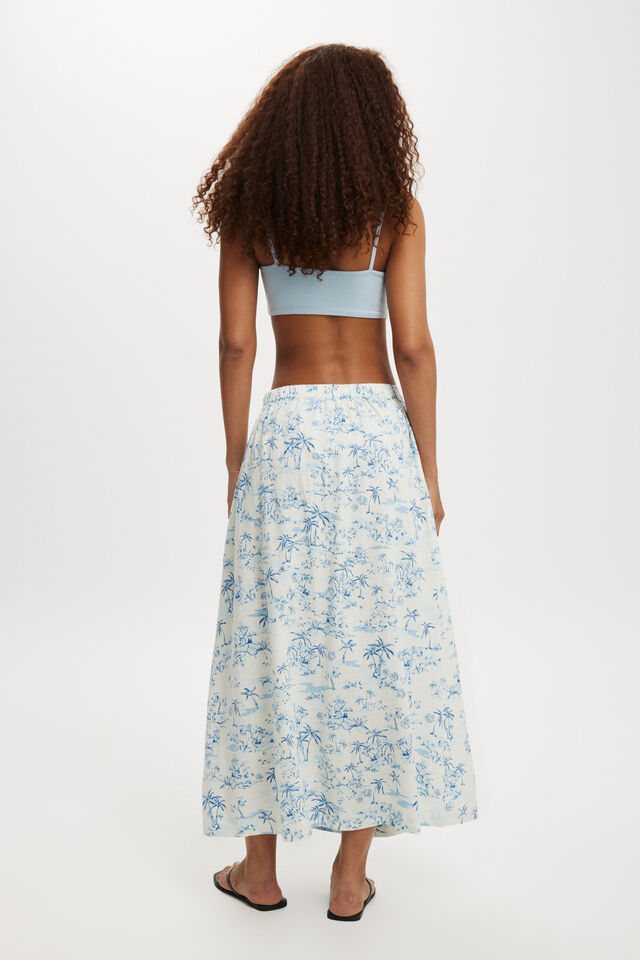 Haven Maxi A-Line Skirt, TROPICAL TOILE PACIFIC BLUE