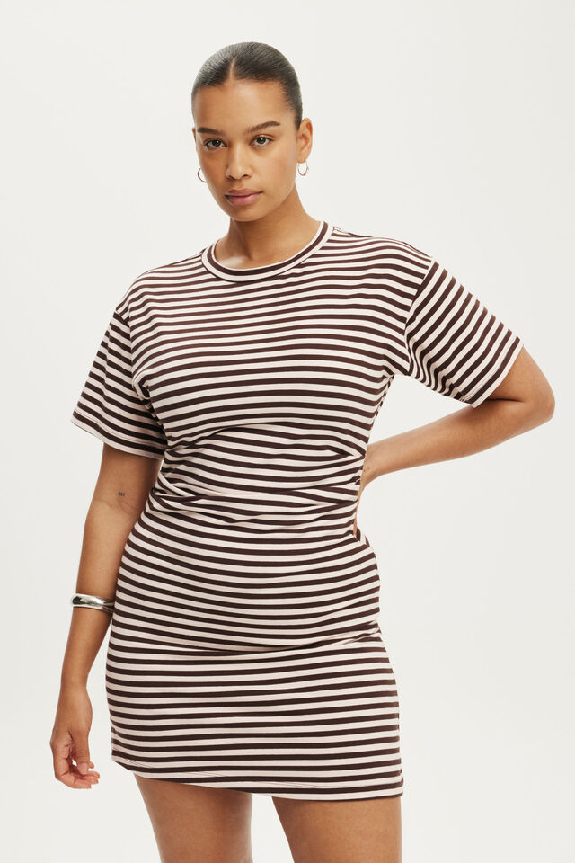 Boxy Tuck T-Shirt Mini Dress, GINNY STRIPE FAIRY DUST