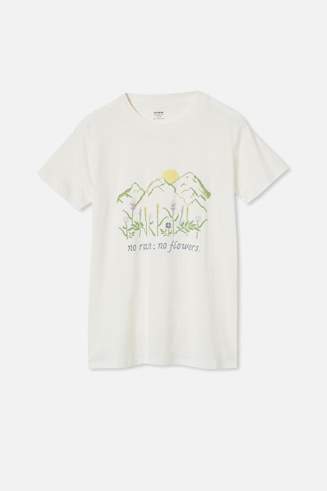 Classic Arts T Shirt, NO RAIN NO FLOWERS/GARDENIA