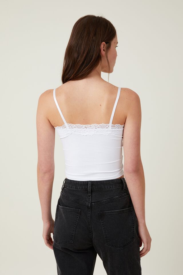Straight Neck Lace Trim Cami Top