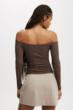 Staple Rib Rouched Off The Shoulder Top, ESPRESSO - alternate image 3