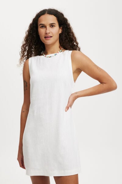 Haven High Neck Mini Dress, WHITE