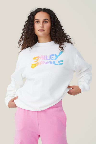 Smiley Crew Sweatshirt, LCN SMI SMILEY RAINBOW/OFF WHITE