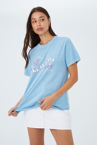 Regular Fit Graphic Tee, TAKE IT EASY/CALM BLUE