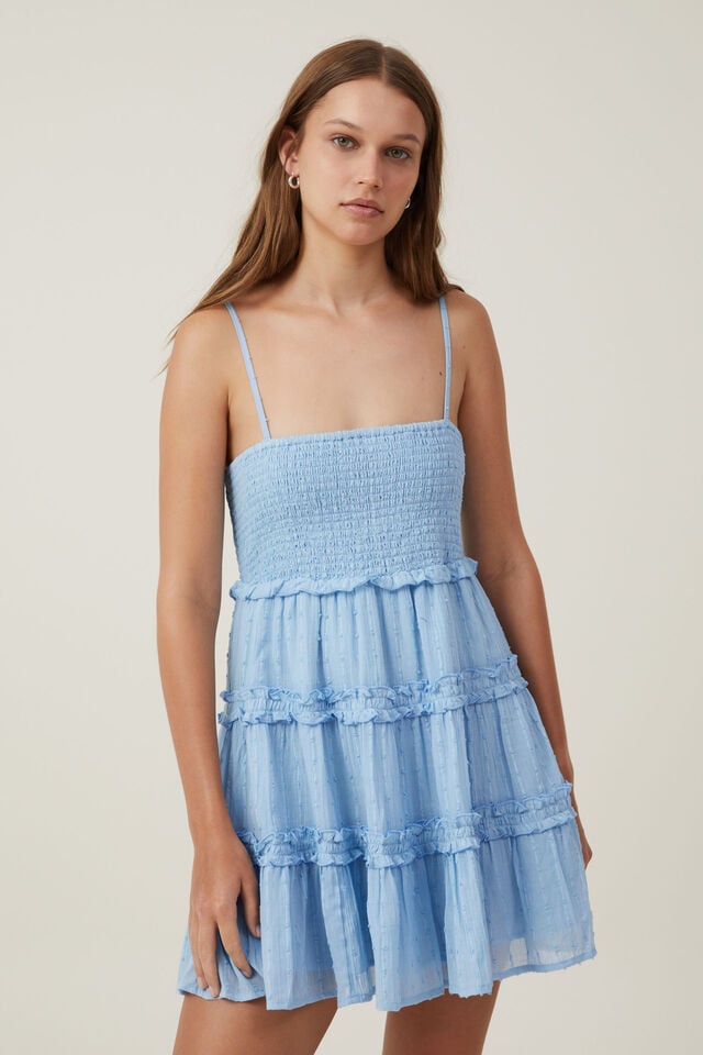 Lenny Tiered Mini Dress, BREEZY BLUE