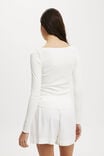Polly Wide Neck Long Sleeve Top, NATURAL WHITE - alternate image 3