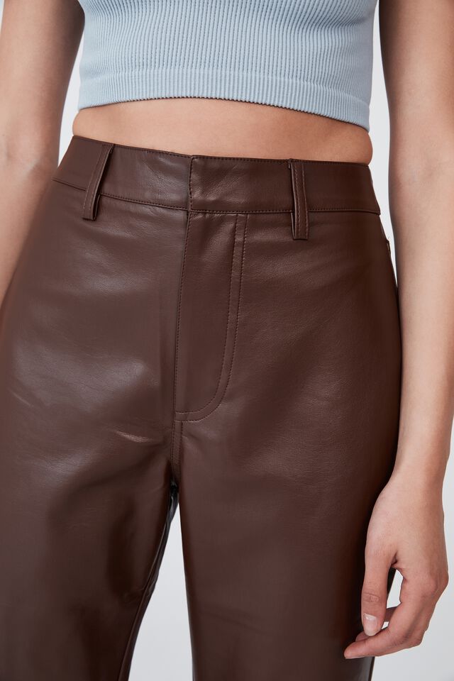 Vegan Leather Flare Pant, RICH CHOCOLATE