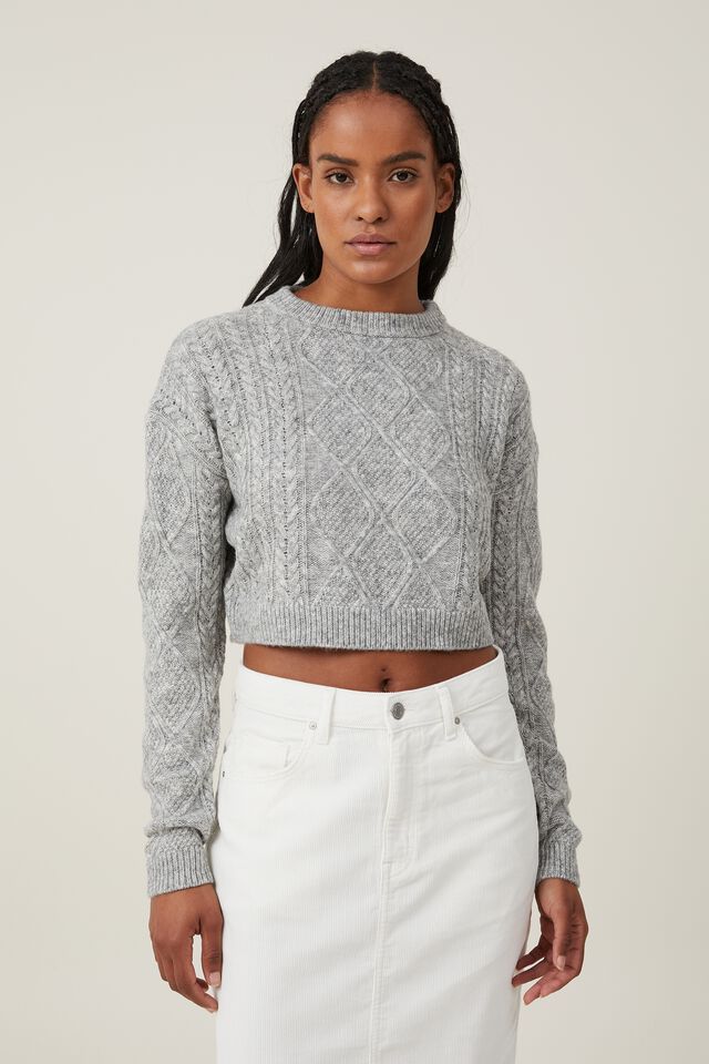 Ultra-Cropped Cable Knit Sweater | Ardene