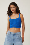 Camiseta - Crochet Mesh Short Sleeve Top, PACIFIC BLUE - vista alternativa 1