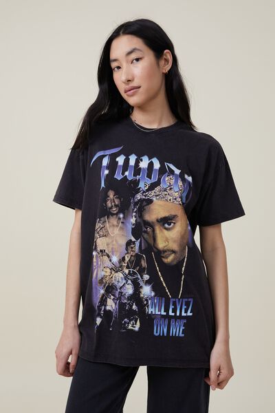 The Oversized Graphic License Tee, LCN BR TUPAC ALL EYEZ ON ME/BLACK