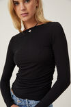 Camiseta - Hazel Boat Neck Long Sleeve Top, BLACK - vista alternativa 4