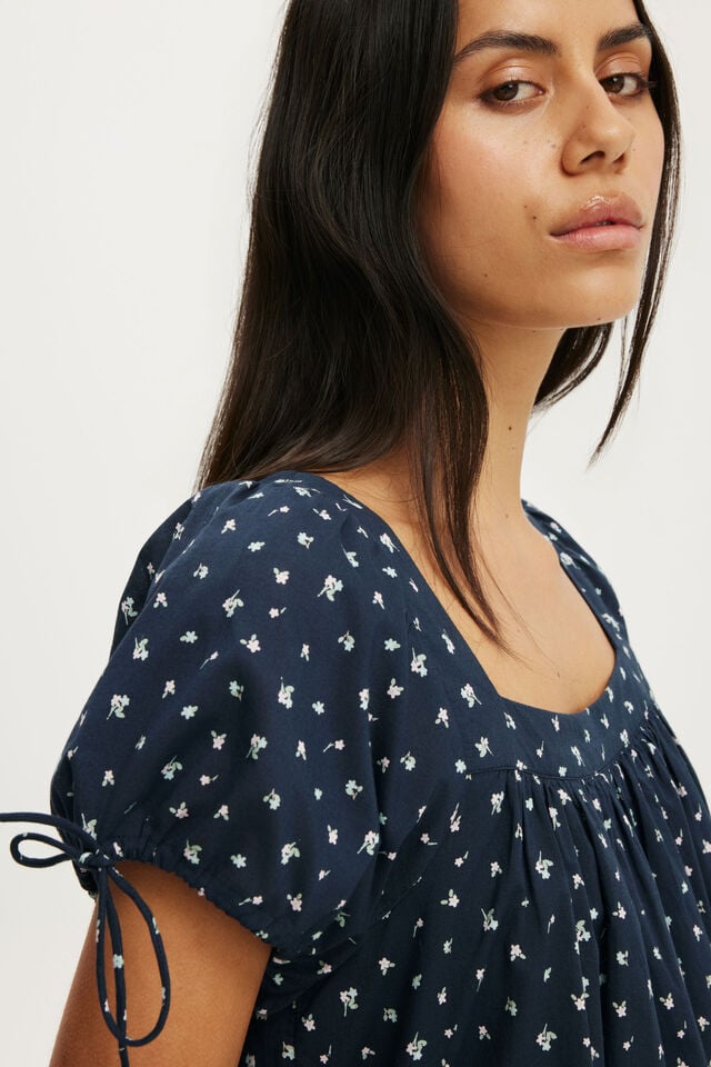 Eliza Babydoll Tunic Top, LAUREN DITSY NAVY