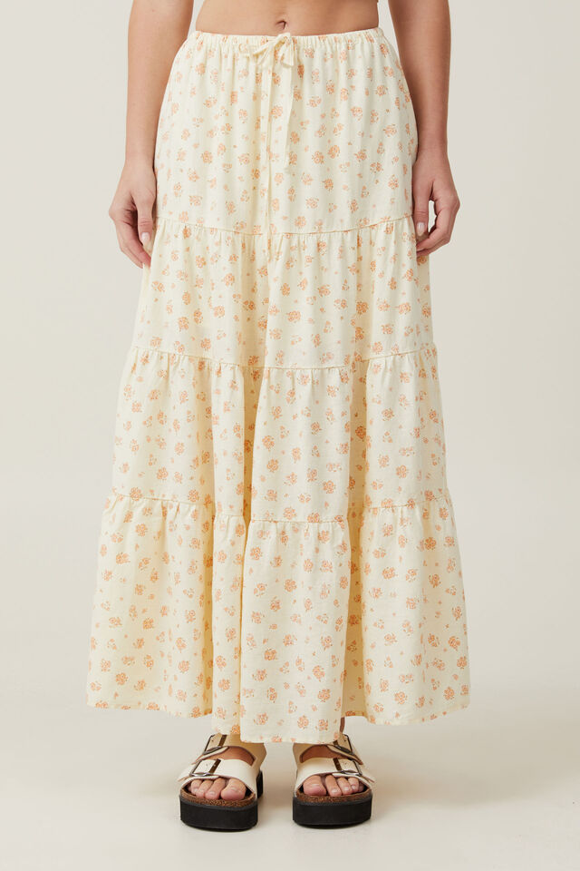 Haven Tiered Maxi Skirt, INDRA DITSY BUTTER