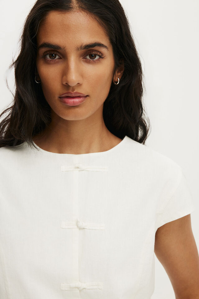 Coco Clasp Shirt, WHITE