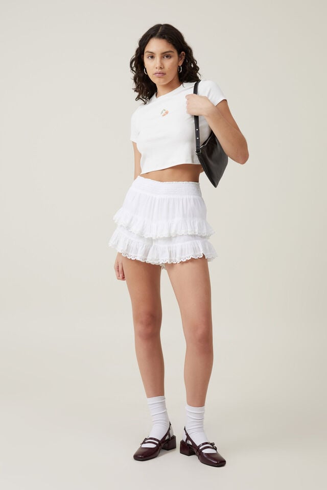 Rylee Ruffle Short, WHITE