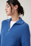 Luxe Collar Half Zip, AZURE BLUE - alternate image 4