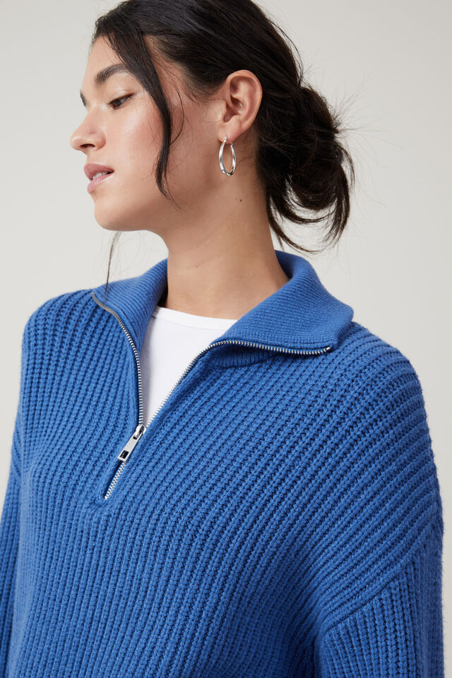 Jaqueta - Luxe Collar Half Zip, AZURE BLUE